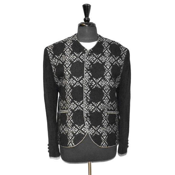 C0 Auth MATSUDA Nicole Tokyo Japan Black & White Wool Blend Jacket Size S - Picture 1 of 9